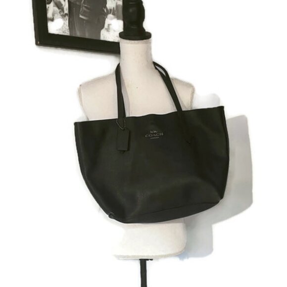 Coach Black Leather Tote - Picture 3 of 7